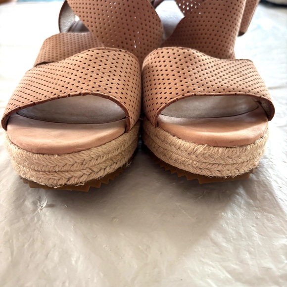 NWOT Eileen Fisher Willow Wedge Espadrilles Sandals blush Pink leather SZ 9 - Picture 9 of 16